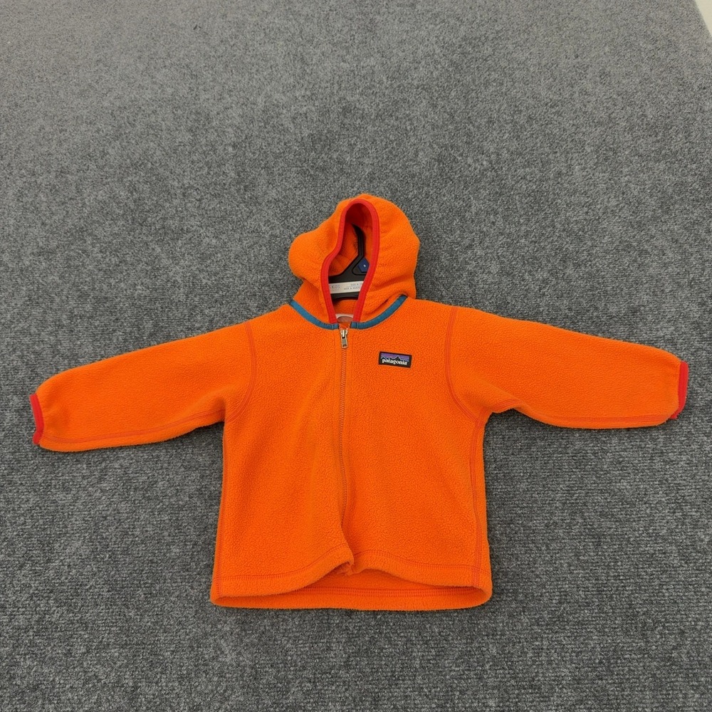Patagonia Fleece Hoodie Kids 12-18M Orange Polyester Full Zip Outdoor Gorpcore
